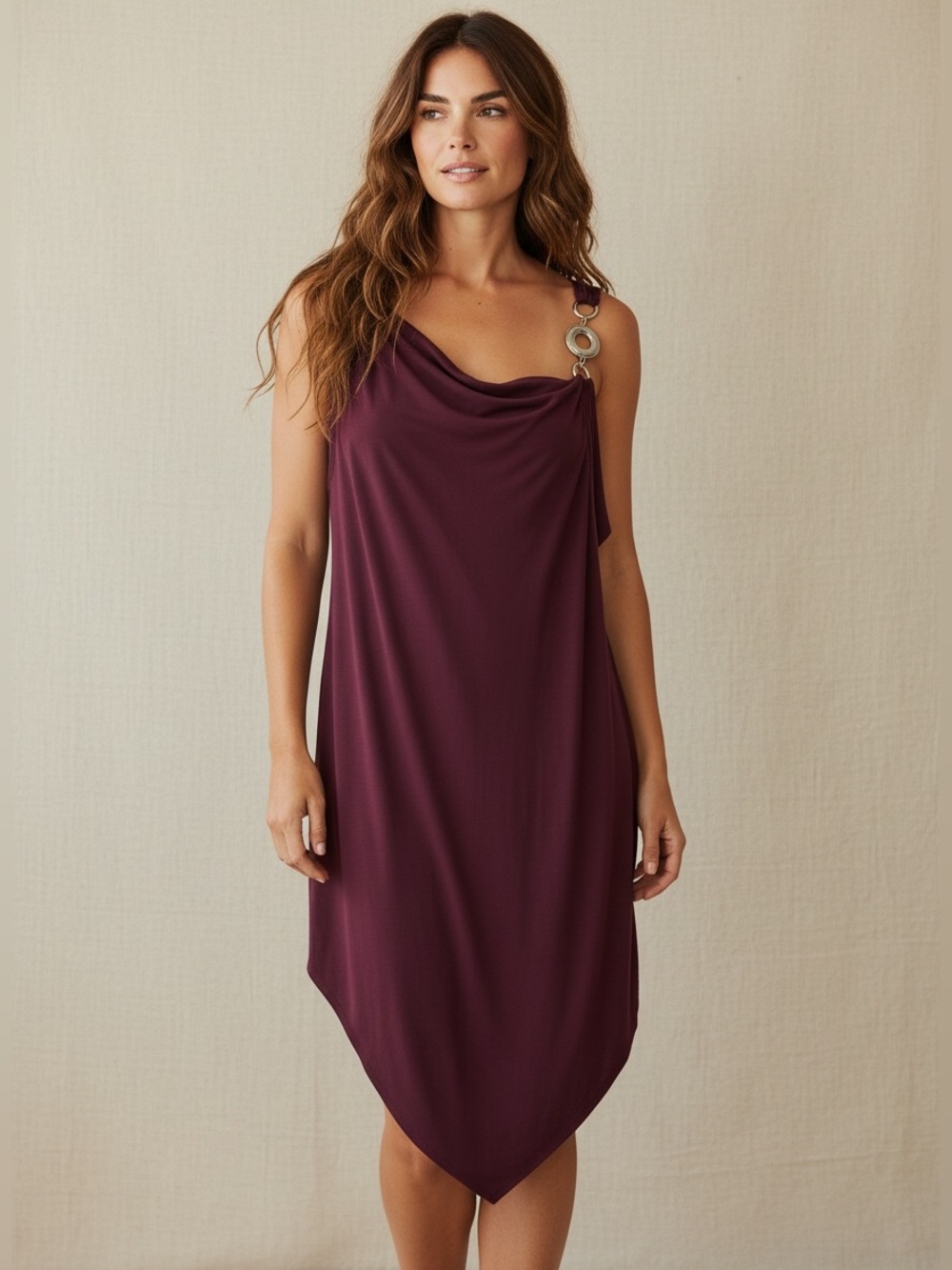 Time Square Slinky Dress Burgundy Red Size S